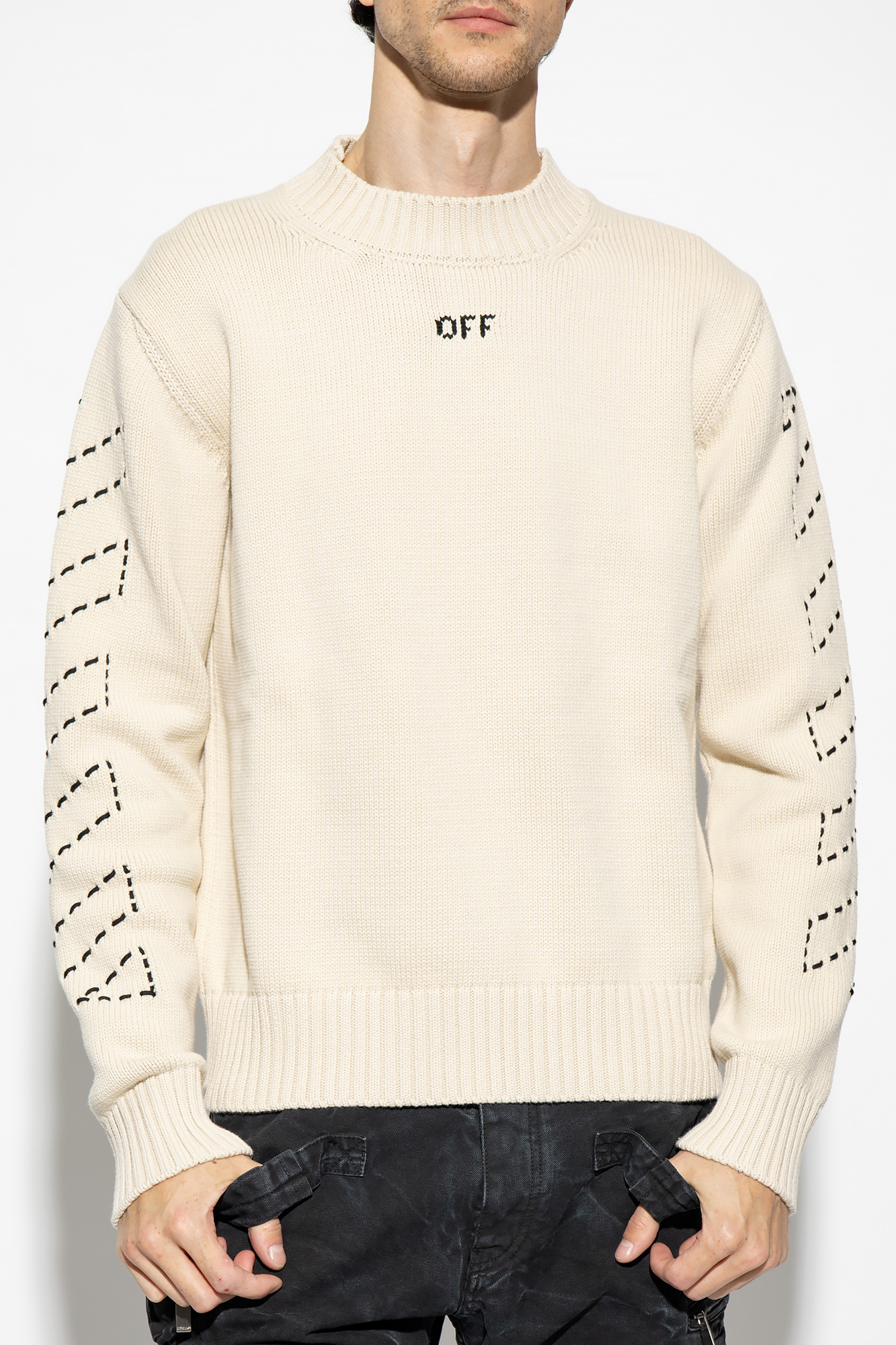 Grey off clearance white sweater